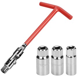 Drado 4-Piece Universal Spark Plug Wrench, 16 mm/18 mm/21 mm Spark Plug Wrench Set, T-Handle Spark Plug Socket Wrench for Car and Motorcycle (Red)