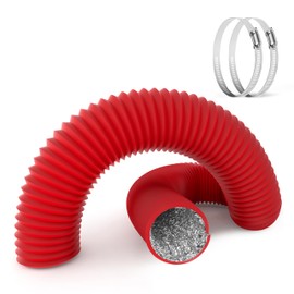 HealSmart 4 Inch 8 FT Flexible Aluminum Duct, Equipped with 2 Clamps and 4 Layers of Protective Drying Tube for Heating Cooling Ventilation and Exhaust Fan, Red