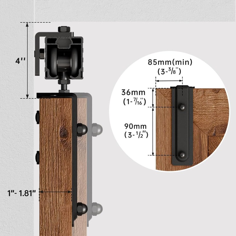 72"/6FT Box Rail Hardware Heavy Duty Sliding Barn Door Track,