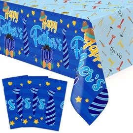 Fathers Day Tablecloth 3 Pack Plastic Happy Father’s Day Decorations Table Cloth for Dad Men Home Family Party Dinner Decoration Supplies