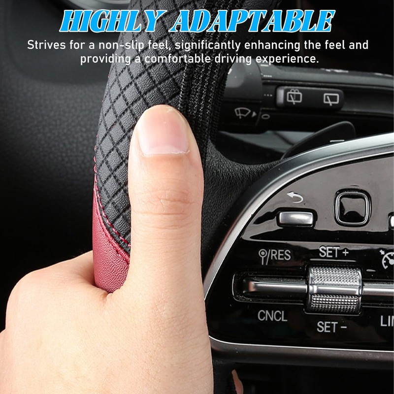 Car Steering Wheel Cover, Elastic Stretch Leather Non-Slip Vehicle Steering