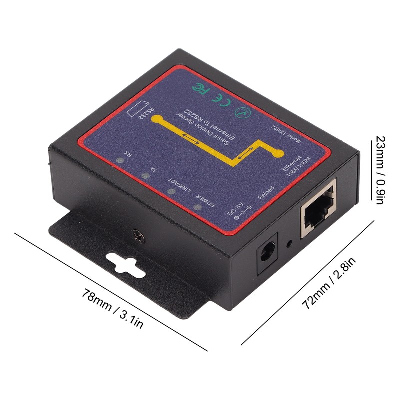 RS232 to RJ45 Converter 10/100M Data Rate 300bps to 230400bps