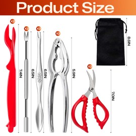 Set di 10 strumenti per frutti di mare in acciaio inox, granchio, aragosta, cracker, forchette, forbici, crostacei, frutti di mare, kit di apri