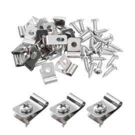 sourcing map 20pcs Wire Fence Clips 0.12" Stainless Steel Fence Wire Clamps Agricultural Fencing Mounting Clips with 20pcs Screws for Mounting 12-16 Gauge Wires to Wood Metal or Vinyl Fence