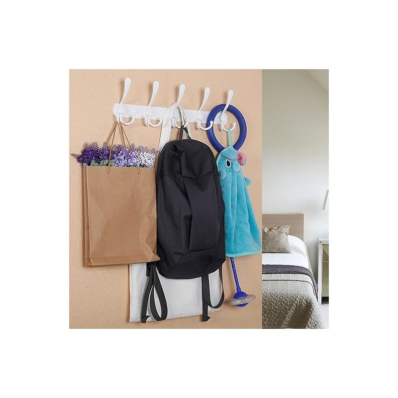 GlazieVault White Coat Hooks for Wall - Stainless Steel Coat