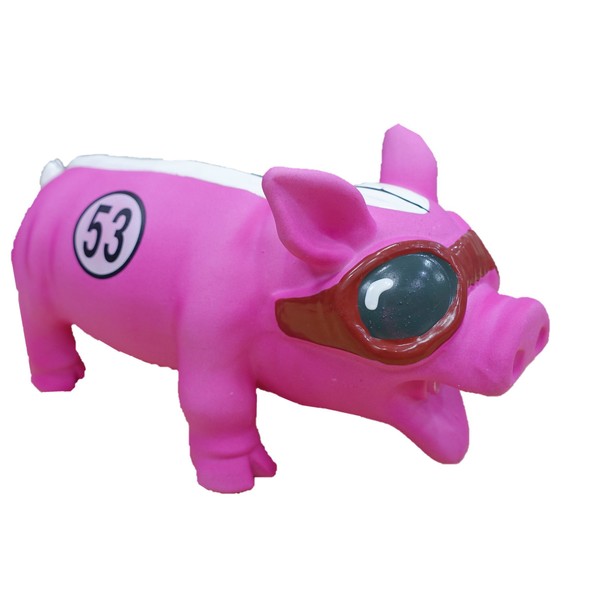 Latex Pig with Sun Glasses Design Dog Toy (Pink)