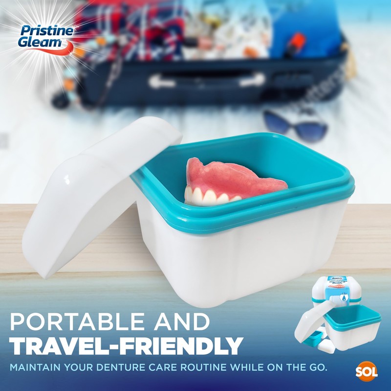 2pk Denture Bath Box, Denture Box for False Teeth Container