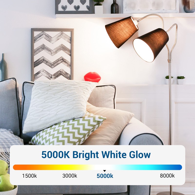 DEWENWILS 8-Pack A19 LED Light Bulb, 760LM, 5000K Daylight LED