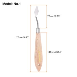 sourcing map No.1 Painting Palette Knife Stainless Steel Pointy Spatula Pallet Knife with Beech Wood Handle for Oil Acrylic Paint Canvas Mixing Spreading