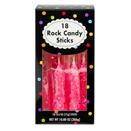 Amusemints Rock Candy Individually Wrapped Sticks (Bright Pink) - 18 PC Box - Colorful Hard Candy, Perfect for Parties, Gifting & Nostalgic Treats