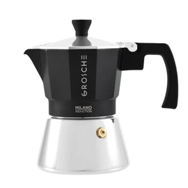 GROSCHE Milano Induction Stovetop Espresso Maker Moka Pot for Greca, Induction, Electric & Gas Stoves, Dishwasher Safe Stovetop Espresso Maker | 3 Espresso Cup, Black