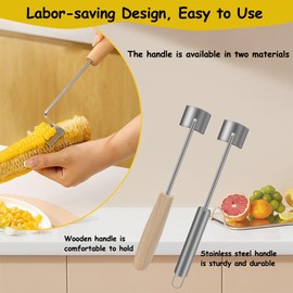 2Pc Corn Peeler for Corn On the cob, New Long Handle Stainless Steel Corn Stripper Tool, Corn Cutter to Cut Corn off the Cob, Cob Remover, Suitable for Home & Outdoor Dining
