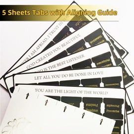 Belegao 75PCS Bible Tabs with Position Guide, Laminated Bible Index Gold Print Studying Stickers Easy to Read Labels (39 OT, 27 NT, 9 Blank) Water-Resistant Scripture Markers(Black)