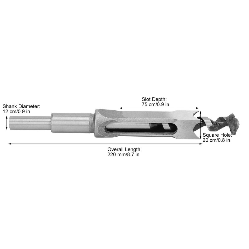 20 mm Square Hole Drill Bit Woodworking Bearing Steel Wood