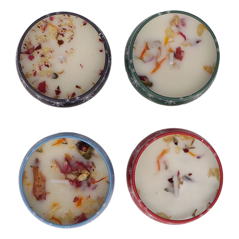 4Pcs Christmas Scented Candles Gifts Set Soy Wax Plant Oil