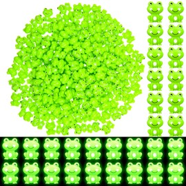 Seenelling 200 Pack Tiny Frogs to Hide Mini Green Plastic Figures Frog Figurines Plastic Miniature Animals for Fairy Moss Landscape DIY Craft Accessories Garden Home Ornament(Luminous Style)