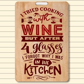 Kitchen Décor Metal Sign for Home - Metal Plaque With Wood Effect Design for Cooking, Housewarming Gifts, Café, B&B, House, Hotels & Restaurants - Indoor/Outdoor - 20cm x 30cm (Cooking With Wine)