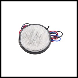 Hihaha 2pcs White LED Light Round Shape Motorcycle Reflector Rear Tail Brake Stop Lamp Durable Material
