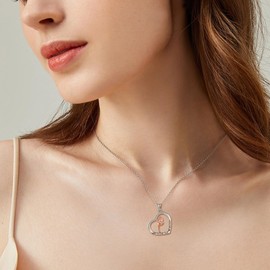 URONE Gymnastics Necklace Sterling Silver Gymnast Heart Pendant Necklace Sport Jewellery Gifts for Women