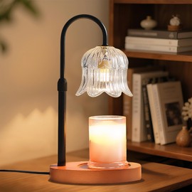 Candle Warmer Lamp with Timer: Adjustable Dimmable Height Adjustable - Flower Shape Wax Lamp Jar Candles Modern Home Decor Table Lights Glass Lampshade - Bedroom Decor