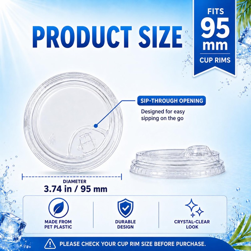 200 Pcs Clear Strawless Plastic Lids Fits for 12, 16,