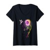Womens Dementia Sunflower Hummingbird V-Neck T-Shirt