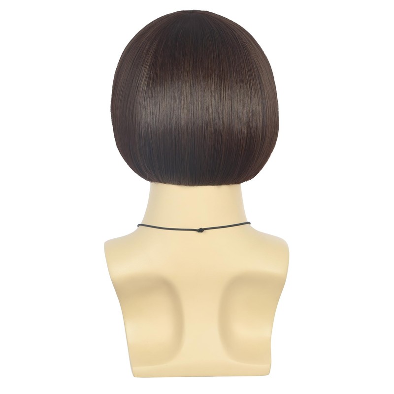 VGbeaty Men Short Straight Brown Wig Bob 60s 70s retro