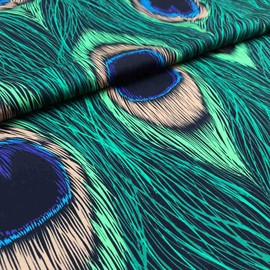 Kt KILOtela Digital Print Satin Fabric 100% Cotton 300 Thread Count 300 Thread Count 300 cm Wide Choose Length 50 by 50 cm for Decoration and Clothing - Green