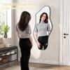 Jesmaikor Large Irregular Wall Mirror, 47.2"x21", Black Asymmetrical Modern Oblong