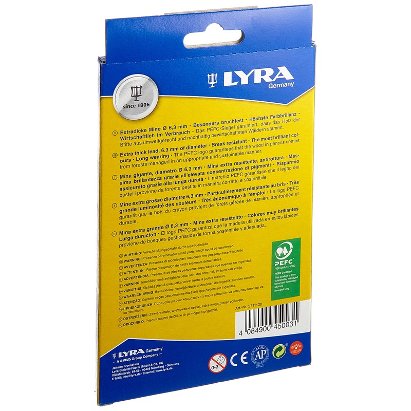 LYRA Super Ferby Nature Wooden Chunky Colouring Pencils, 12 Assorted