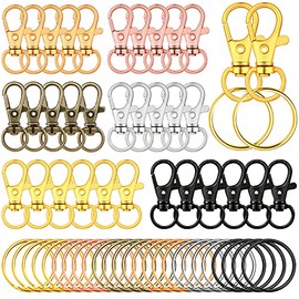 120pcs Key Chain Clip Hooks, Evatage Swivel Clasps Lanyard Snap Hook with Key Rings, Keychain Hooks for Lanyard, Purse and Crafting