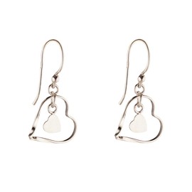 Silverly Women's 925 Sterling Silver Double Heart Dangle Earrings