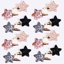 8 Pairs/16 Pack Hair Clips for Girls,Cute Hair Clips Metal Snap Hair Pins Sparkly Hair Styling Accessories for Girls Kids, Star/Crown/Heart Shaped Kids Hair Barrettes,