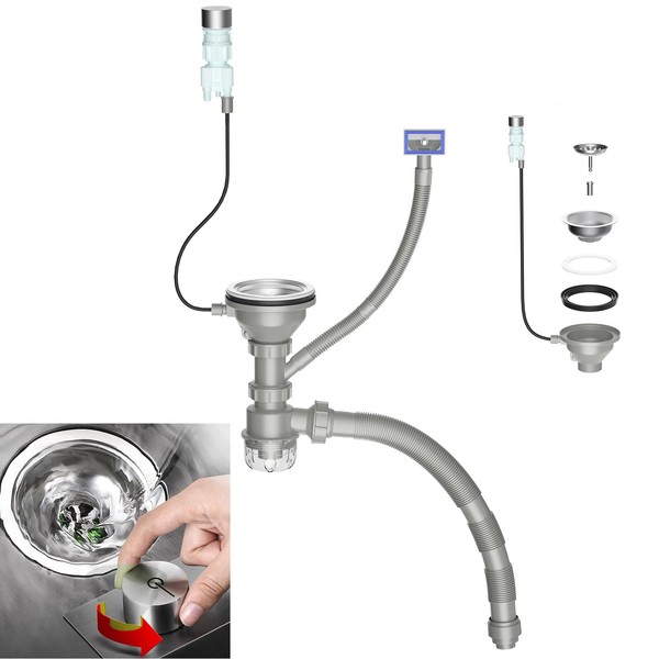 QruiLanTu New 3-1/2 '' Kitchen Sink Drain Kit with Control