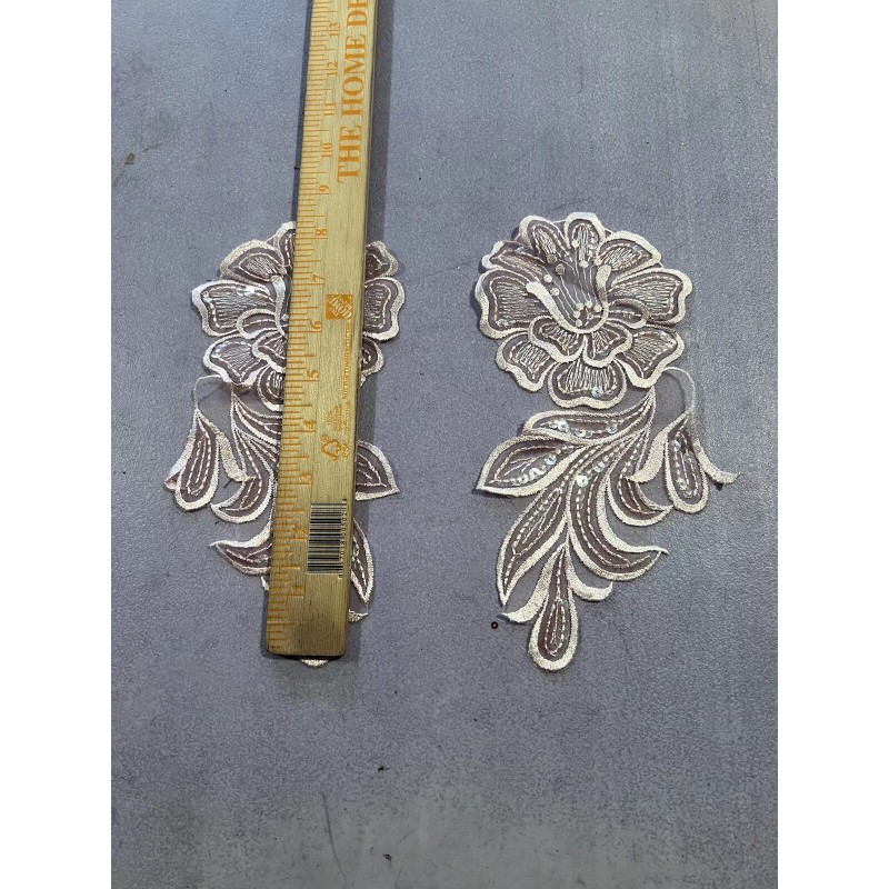 Unbranded Pink Sequins Appliqués Collar Trim Embroidered Neckline Fabric 3