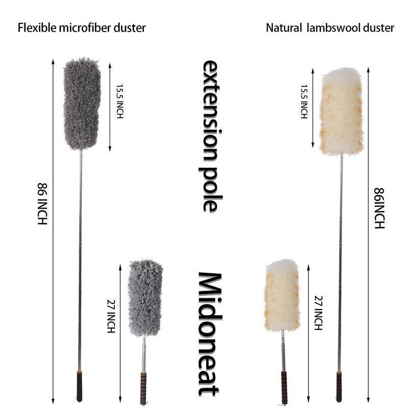 Midoneat Lambswool Duster with Extra Flexible Microfiber Head,Long Reach/Extendable Duster