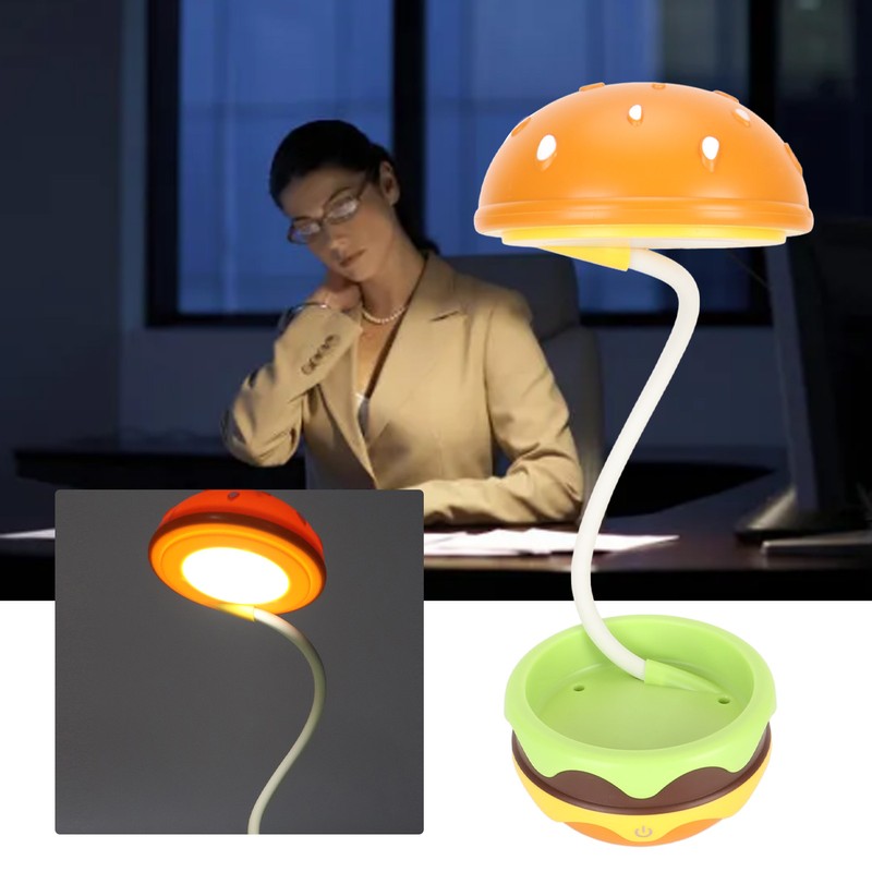 Kids Reading Light Hamburger Style Flexible Gooseneck USB Charge Soft