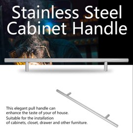 Pull Handle with Screw, Stainless Steel T Bar, Cabinet Pull Handles, Kitchen Door Handle for Furniture, Precise Hole Spacing (350mm)
