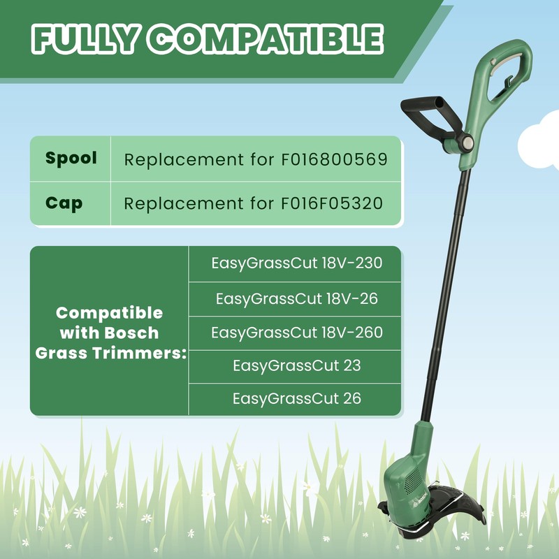 Flaveano Bosch EasyGrassCut Strimmer Line Spool 6 Spools and 2