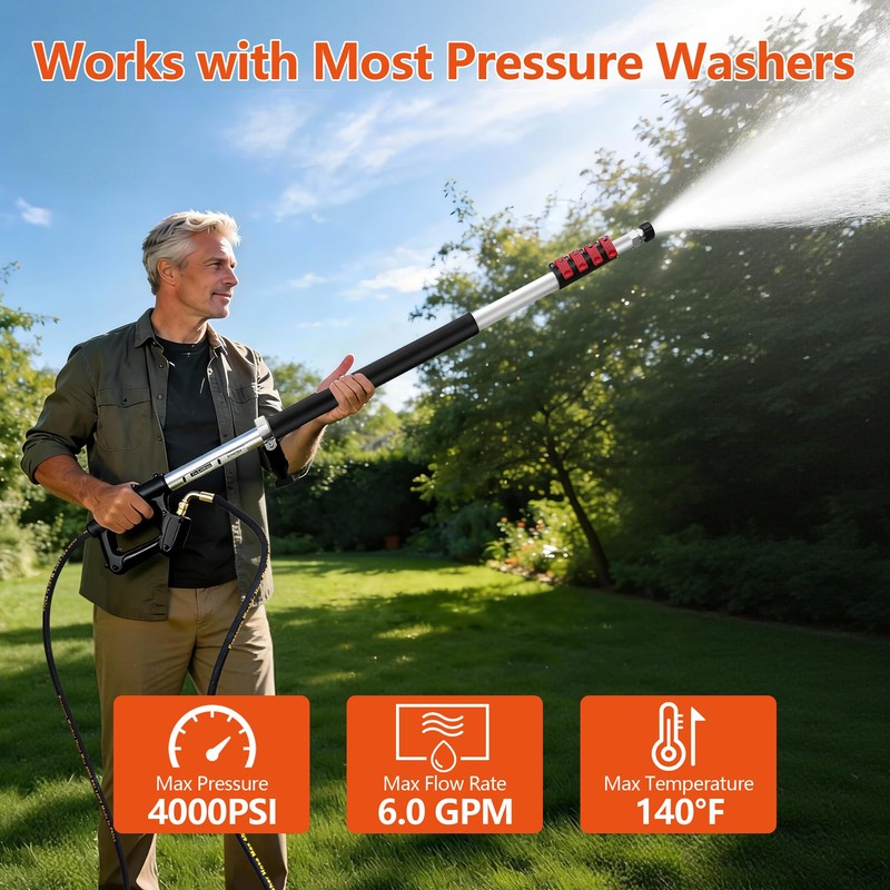 Telescoping Pressure Washer Wand 24 ft Power Washer Extension Wand
