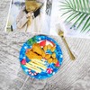 HSPAIDYP 50 Pcs Pool Party Tableware Plates,Pool Party Supplies Beach