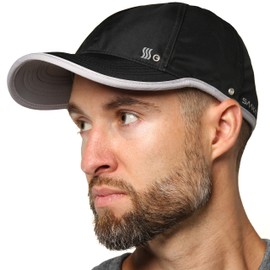 SAAKA Lightweight Hat for Men. Fast Drying, Stays Cools. Best for Running, Tennis, Golf and All Sports (Black)