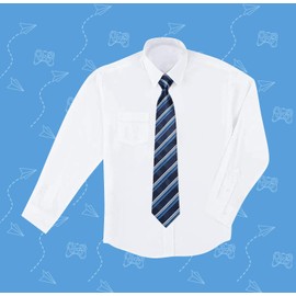 Enlision Boys Ties Navy Blue Tie for Boys 8-10 Pretied Stripe Neckties Pocket Square Set Adjustable Kids Ties Graduation School Uniforms Necktie