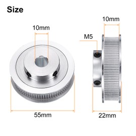 uxcell 4pcs GT-2 Pulley Synchronous Wheel 80 Teeth 10mm Bore, Fit with 10mm Width Belt, Aluminum Alloy Timing Pulley Wheel with a Wrench for 3D Printer, CNC Machine