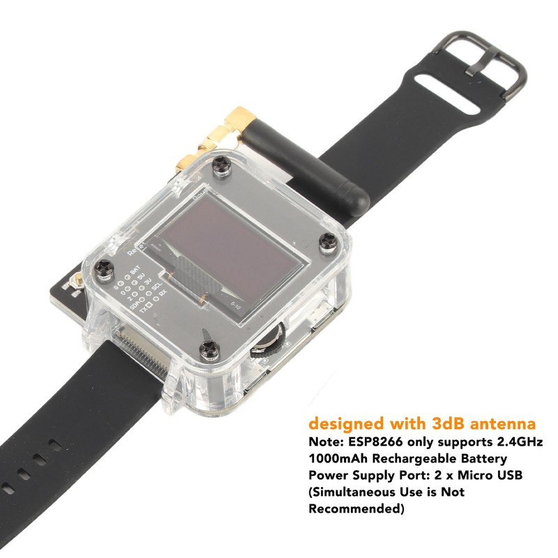 WiFi Programmable Watch 1.3 Inch Screen 2.4GHz ESP8266 Board 3dB