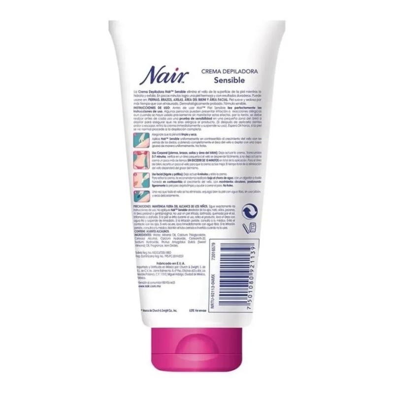 Crema Depilatoria Piel Sensible Nair Aceite Almendra 150ml