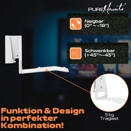 PureMounts Lautsprecher Halterung für Sonos Era 300, Lautsprecher Wandhalterung mit Kabelmanagement, Schwenkbar +/-45°, 3Kg Tragkraft, weiß