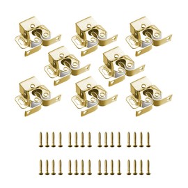 Double Roller Door Catches, 8 Pcs Hardware Double Roller Cupboard Door Latch Strong Hold Door Catches with Screws for Home, Furniture, Cabinet(Gold)