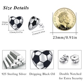 Girls' Sports Stud Earrings 925 Sterling Silver Baseball / Basketball / Football / Rugby / Volleyball Earrings for Women Ball Games Stud Earrings Jewellery Gift for Girls Women Children, Sterling