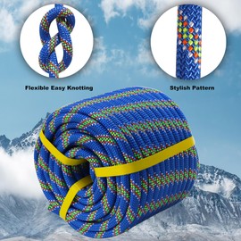 Double Braided Arborist Rope - 1/2 Inch x 50 Feet Polyester High Strength Climbing Rope for Tree Work, Halyard, Sailing (Blue)